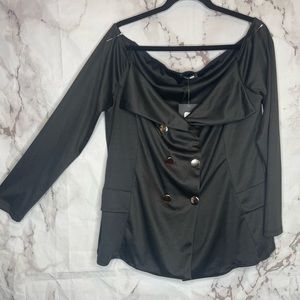 Black off the shoulder blazer top